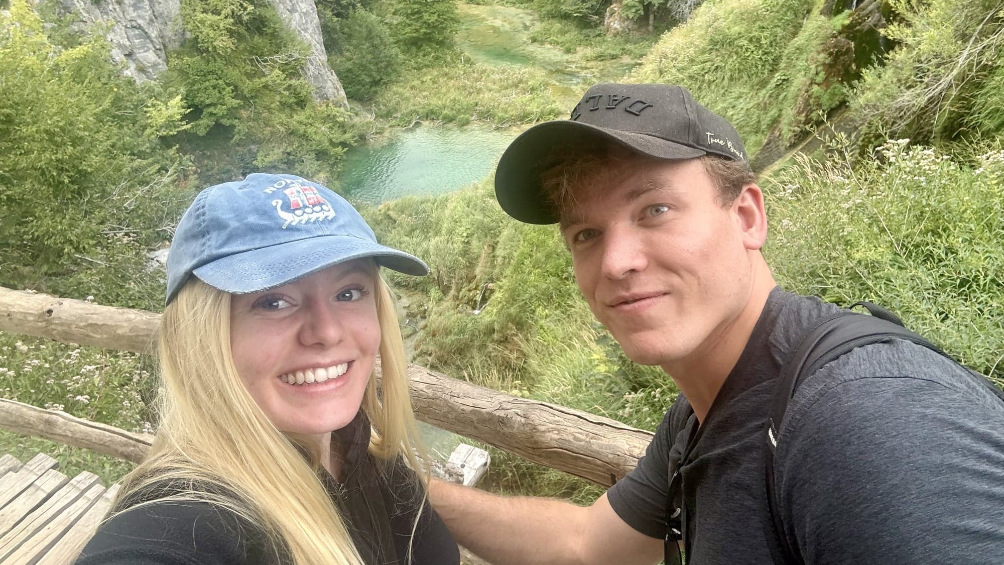 Hannah and Kai together beside the lakes at Plitvice